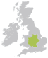 map for holiday cottages in central england